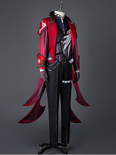 Game Genshin Impact Cosplay Outfit Diluc Ragnvindr Skin Red Dead Of Night Costume
