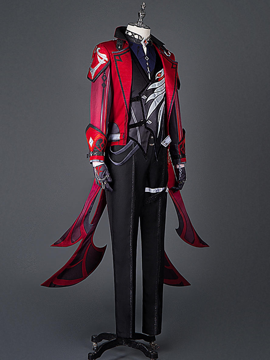 Game Genshin Impact Cosplay Outfit Diluc Ragnvindr Skin Red Dead Of Night Costume