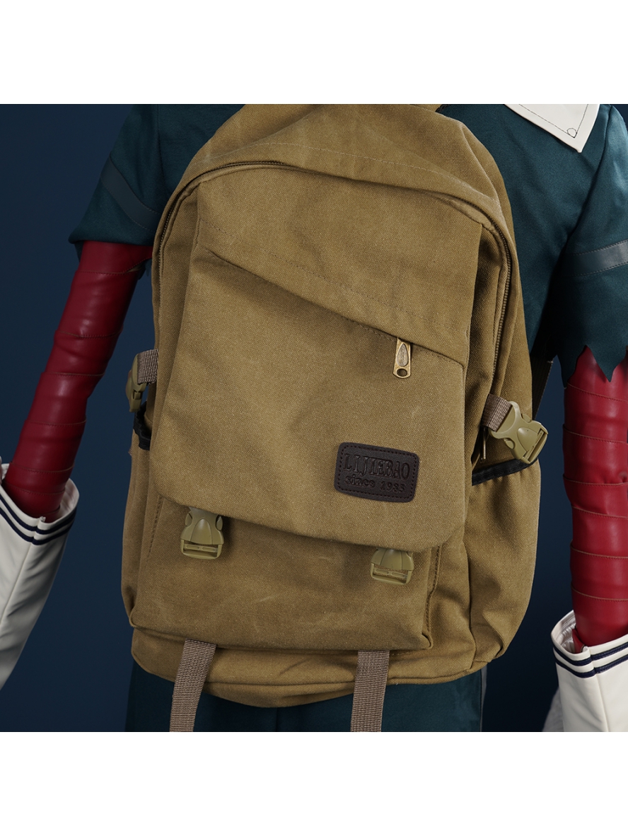 Anime My Hero Academia Cosplay Izuku Midoriya Deku Khaki Backpack